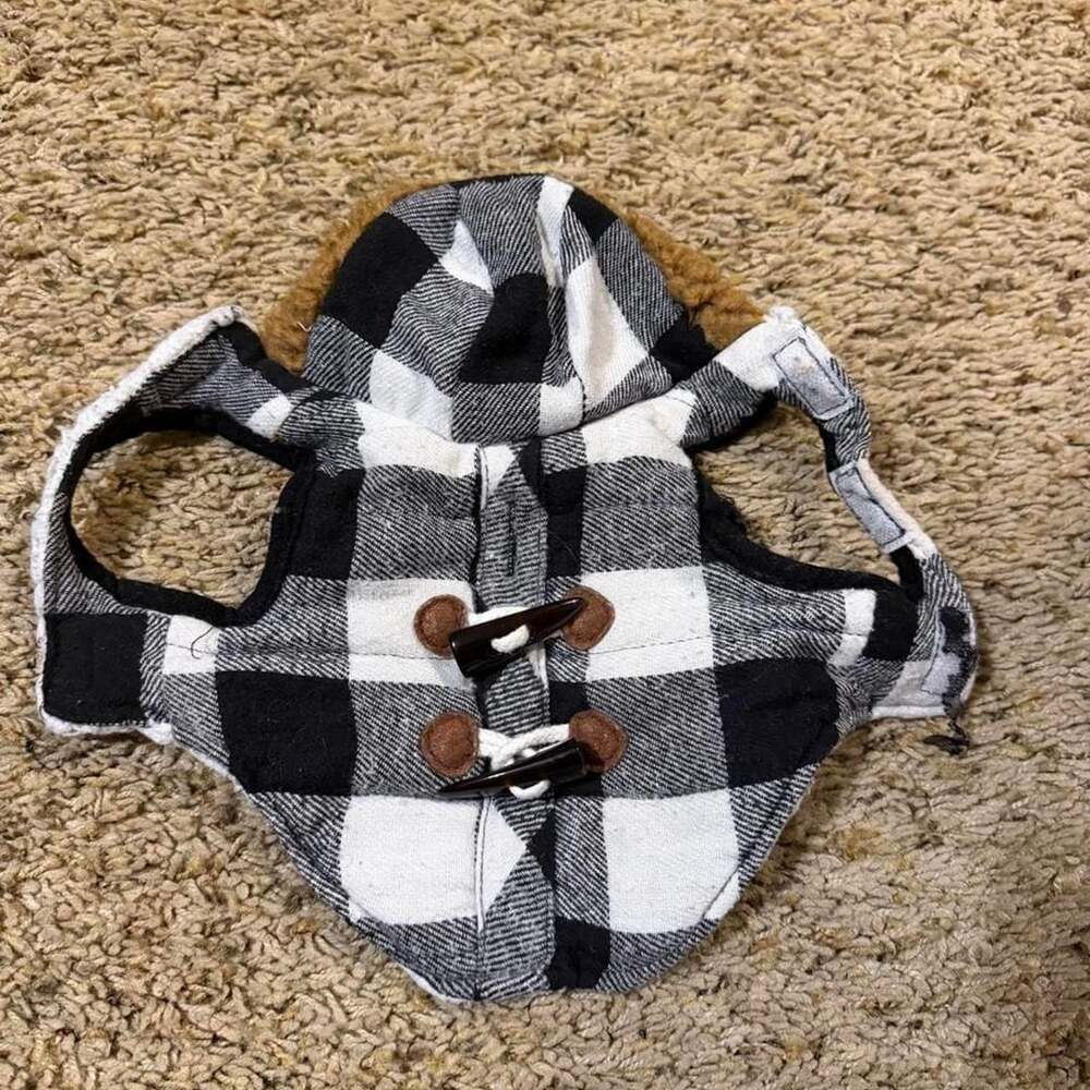 Vibrant Life Dog Coat Buffalo Plaid Size XXS Hooded Toggle